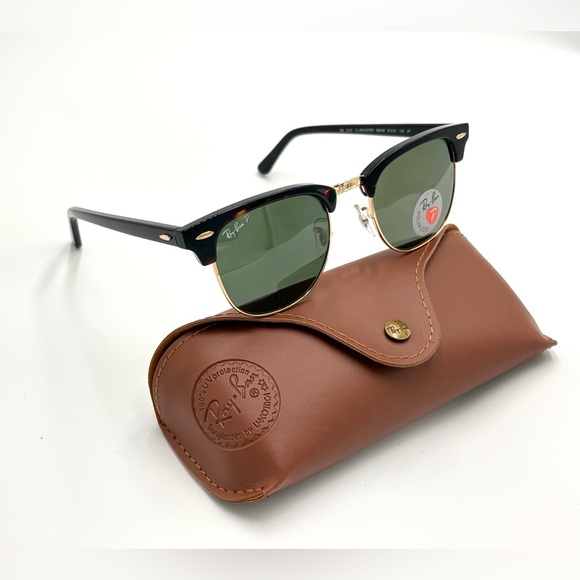 Ray-Ban Polarized Clubmaster Sunglasses Classic Hipster 990/58 Tortoise 51mm - Picture 8 of 14